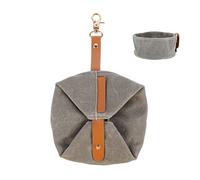 WEKAMOS Portable Foldable Waterproof Dog Bowl Grey Canvas Pet Travel Food and Water Dish for Walking and Outdoor Use