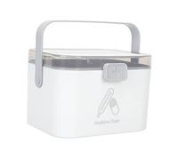 WEKAMOS Portable Medicine Storage Box with Handle Compact Medical Kit Organizer for Travel and Outdoor Use Durable Multi Layer Medication Case Grey Design