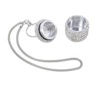 WEKAMOS Portable Metal Mini Pill Case with Rhinestone Bling Secure Keychain Loop Compact Travel Pill Organizer for Wallet Purse Pocket Backpack and Tote Stylish Daily Medication Holder