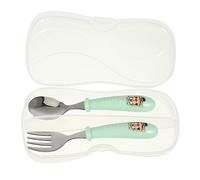 WEKAMOS Portable Stainless Steel Spoon Fork Set with Cartoon Design Friendly for Feeding Includes Durable Tableware Box for Easy Storage for Weaning and Travel