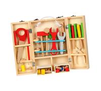 WEKAMOS Pretend Role Play Construction Tool Kit for Realistic Assembly with Hammer Wrench Pliers Screws Educational Repair Tool Box for Brain Development and Sensory Recognition Suitable
