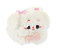WEKAMOS Pull String Tail Wagging Plush Keychain Pendant Cute White Poodle Dog Plush for Handbags Suitcases Birthday Soft Animal Doll Decoration