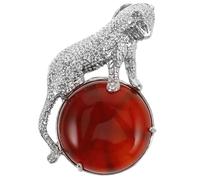 WEKAMOS Punk Style Round Crystal Stone Leopard Pendant Unisex Jewelry Accessory for Men and Women Elegant Wild Animal Design Natural Crystal Charm for Necklace Making