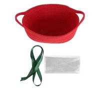 WEKAMOS Red Cotton Rope Storage Basket with Cellophane Wrap and Ribbons, Small Red Woven Basket for Shower Favors and ’s Birthday Box