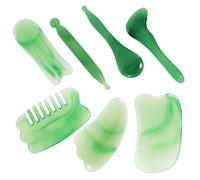 WEKAMOS Resin Gua Sha Massage Tool Facial Scalp Massager for Muscle Relaxation Gentle Skin Friendly Scraping Plate for Daily Use Jade Inspired Green Guasha Board