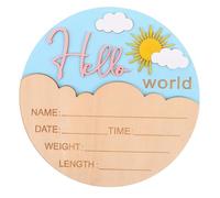 WEKAMOS Round Wooden Newborn Welcome Sign for Announcement Photo Props Plaque for Nursery and Shower Portable Newborn Birth Name Board in Pink