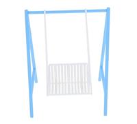WEKAMOS Scale Miniature Dollhouse Swing Set Blue-white Mini Porch Swing Chair for Fairy Garden Decoration Plastic Playground Playset Accessory Interactive Doll Furniture for Creative DIY