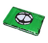 WEKAMOS Sequin Cover Small Notebook for Students, Double-sided Flip Decorative Diary Book with Football Embroidery, Glitter Writing Journal and Creative Note Taking