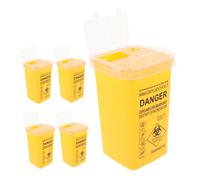 WEKAMOS Sharps Disposal Container 5pcs Set, Small Yellow Barber Waste Bin with Lid, Collection Box for Medical and Home Use, Multi-purpose Sharps Waste Storage