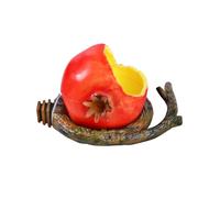 WEKAMOS Simulation Pomegranate Shaped Plastic Parrot Bowl with Flat Base and Branch Design Thickened Bird Feeding Container for Cage Mounting Easy-clean Food Tray for Pet Birds Red