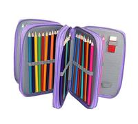 WEKAMOS Slots Purple Pencil Case Organizer Multi Functional Pencil Holder Pouch for Students Artists Writers Durable Stationery Bag with Handle