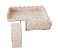 WEKAMOS Small Khaki Hamster Solid Wood Platform Tray Durable Supplies for Cage Ledge and Playground Accessories Suitable for Hamsters Gerbils Rats Sugar Gliders Guinea Pigs