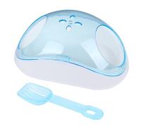 WEKAMOS Small Pet Sand Bath House with Scoop Plastic Bathroom Container for Hamsters and Chinchillas Portable Half Transparent Design Relieves Stress and Cleans and Stable for Random Color