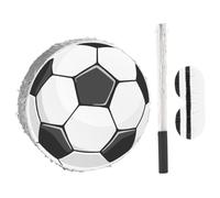 WEKAMOS Soccer Pinata with Stick and Blindfold Colorful Crepe Paper Football Party Decoration Complete Birthday Game Accessory for Sports and Themed Celebrations Easy Hanging Multievent