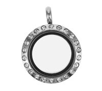 WEKAMOS Stainless Steel Round Locket Necklace Pendant DIY Photo Frame Floating Memory Charm for Women Jewelry Making Gift