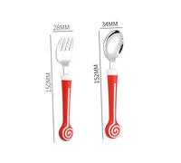 WEKAMOS Stainless Steel Tableware with Silicone Handles Safe Training Spoon and Fork for Easy Grip and Smooth Design for Independent Eating and Food Supplement Assistance