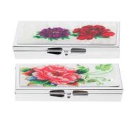 WEKAMOS Stainless Steel Weekly Pill Organizer 2Pcs Set, Rectangular 7-Day Medicine Storage Box with 3 6 Compartments, Portable Travel Medicine Container Holder for Daily Vitamins and Pills