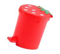 WEKAMOS Strawberry Shaped Mini Bin Bin Desktop Trash Can with Lid, Compact Red Garbage Container for Bathroom and Office, Practical Small Waste Paper Holder