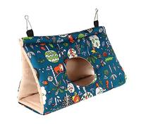 WEKAMOS Thickened Cotton Parrot Nest with Hanging Triangle Hammock, Medium Sky Bird Warm Shelter Bed with Circular Opening for Winter Cage Use