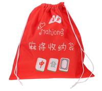 WEKAMOS Thickened Large Red Drawstring Mahjong Storage Bag Portable Mahjong Organizer with Sturdy Fabric Reusable Tile Holder Suitable for Game Storage and Travel