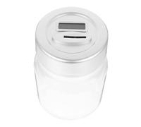 WEKAMOS Transparent Abs Coin Saving Pot for Adults Compact Money Bank Container for Cash Coins Tips and Change Flat Base Piggy Bank for Home and Office Use