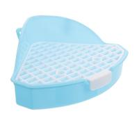 WEKAMOS Triangular Corner Litter Pan for Small Animals, Plastic Pet Potty Tray for Rabbits, Chinchillas, Guinea Pigs, Blue Small Animal Toilet for Cage and Enclosure Use