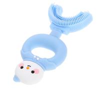 WEKAMOS U Shape Silicone Toothbrush for, Manual Blue Snowman Design, Soft Bristles Safe for Boys and, Portable Cute Toothbrush for Daily Oral Care