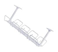 WEKAMOS Under Desk Cable Organizer Rack White Hanging Basket Cord Management Storage Holder for Kitchen Home Office Power Strip Holder Non-drilling Installation
