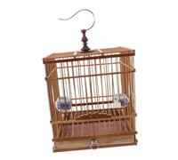 WEKAMOS Vintage Bamboo Bird Cage Carbonized Purple Rectangular Habitat for Budgies Lovebirds Zosterops Goldfinches with Ergonomic Lock Easy Clean Indoor Balcony Use Natural Design