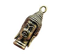 WEKAMOS Vintage Copper Buddha Head Keychain Pendant Craft Lightweight Decorative Key Adornment for Car and Bag Creative Buddhist Sculpture Design with Fine Details