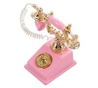 WEKAMOS Vintage Retro Miniature Rotary Phone for Dollhouse Detailed Old Telephone Model Pink Miniature Office Decor Creative Family Play Accessory