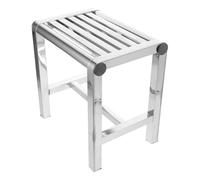 WEKAMOS Waterproof Stainless Steel Shower Stool Small Bathroom Foot Step Bench Non-Slip Metal Seat 31x20x30cm for Home and Elderly Bath Safety