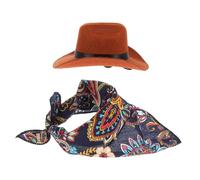 WEKAMOS Western Cowboy Hat and Dog Bib Set for Pets Printed Puppy Scarf Accessory for Cats and Dogs Stylish Saliva Towel for Parties and Holidays Easy to Fold and Wear Blue
