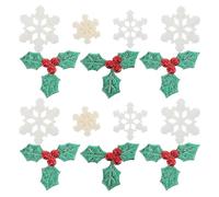 WEKAMOS White Mini Snowflake and Triple Leaf Holly Berry Christmas Embellishments Set for Crafts DIY Card Making Holiday Decorations