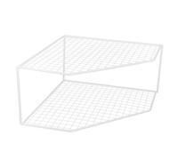 WEKAMOS White Two-Layer Iron Pan Rack Kitchen Countertop Organizer with Corner Shelf Stand for Household Pot Storage and Cabinet Use, Multi-Function Table Top Pan Organizer