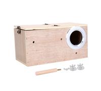 WEKAMOS Wood Bird Nest Breeding Box Safe Incubator with Dual Openings for Small Birds Canary Parrot Budgie Lark and Yellowbird Natural Living Place