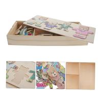 WEKAMOS Wooden Animal Puzzle for Educational Change Clothing Bear Design Stimulates Creativity Hand-eye Coordination Lightweight Safe