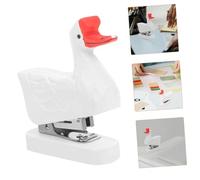 WEKAMOS Wooden Animal Stapler Decorative Mini Reusable Paper Stapler for Desk Accessories Creative Office Stationery Gift White Goose Design
