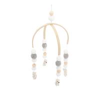 WEKAMOS Wooden Beads Crib Mobile with Wool Balls Stylish Wind Chime Hanger for Nursery for Newborns and Showers Develops Motor Skills and Hearing Ability