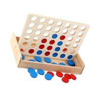 WEKAMOS Wooden Four Row Board Game Family Educational for Adults Interactive Strategy Game Puzzle for Logical Thinking Development
