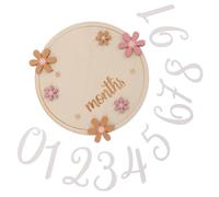 WEKAMOS Wooden Growth Tracker with Floral Designs Portable Newborn Monthly Signs Photo Props for Shower Progress Recording and First Year Development
