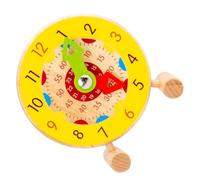 WEKAMOS Wooden Learning Clock Educational Cognitive Teaching Tool for Early Childhood Development Safe Wood Material Interactive Learning Aid