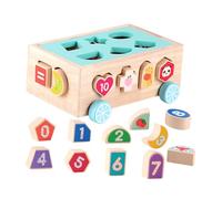 WEKAMOS Wooden Shape Sorter for Educational Fruit Animal Classification Blocks Compact Sensory Plaything for Year Old Boys and Color Cognition and Concentration Training