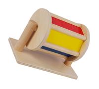 WEKAMOS Wooden Textile Drum for Motor Skill Developing Plaything Safe Natural Wood Material Lightweight Portable Early Development Activity for Boys