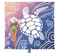 WEKAPO Beach Blanket Waterproof Sandproof Oversized Extra Large Sand Free Beach Mat with Stakes, Storage Bag - Essentials for Outdoor Beach, Picnic (Deep Blue Sea Turtle, 11 X 9 FT (1~10 Person))