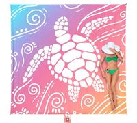 WEKAPO Beach Blanket Waterproof Sandproof Oversized Extra Large Sand Free Beach Mat with Stakes, Storage Bag - Essentials for Outdoor Beach, Picnic (Pinkish Purple Sea Turtle, 8 X 7 FT (1~4 Person))