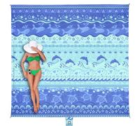 WEKAPO Beach Blanket Waterproof Sandproof Oversized Extra Large Sand Free Beach Mat with Stakes, Storage Bag - Essentials for Outdoor Beach, Picnic (Bohemian Sealife, 11 X 9 FT (1~10 Person))