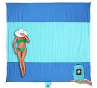 Wekapo Sand Free Beach Blanket, Extra Large Oversized 10'X 9' for 7 Adults Beach Mat, Big & Compact Sand Proof Mat Quick Drying, Lightweight & Durable with 6 Stakes & 4 Corner Pockets