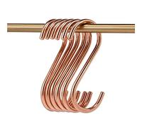 WEKBOSS 8 Pieces Copper S Hook Rose Gold Brass S Hooks for Hanging Pot Rack Pan 3.7In Heavy Duty Kitchen Garden Shower Purpose Storage Hooks Hangers(for 0.94" Rod)