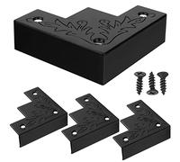 WEKBOSS 85MM Decorative Corner Brackets for Wood Furniture 4 Pack, Large Black Metal Corner Protector for Sliding Barn Door Table Desk Antirust Zinc Alloy Cover Guard with Screws